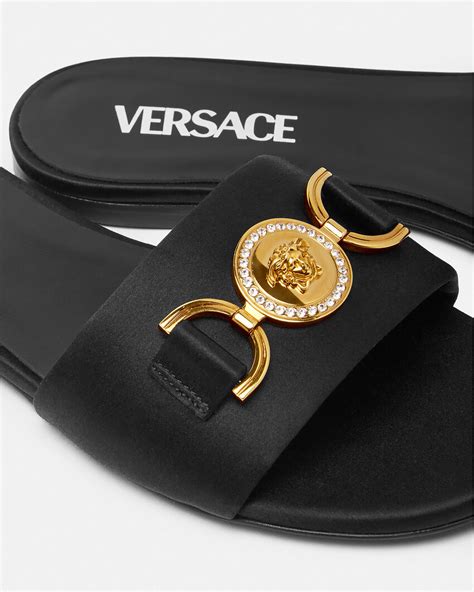 versace black flats|Versace medusa flats sandals women.